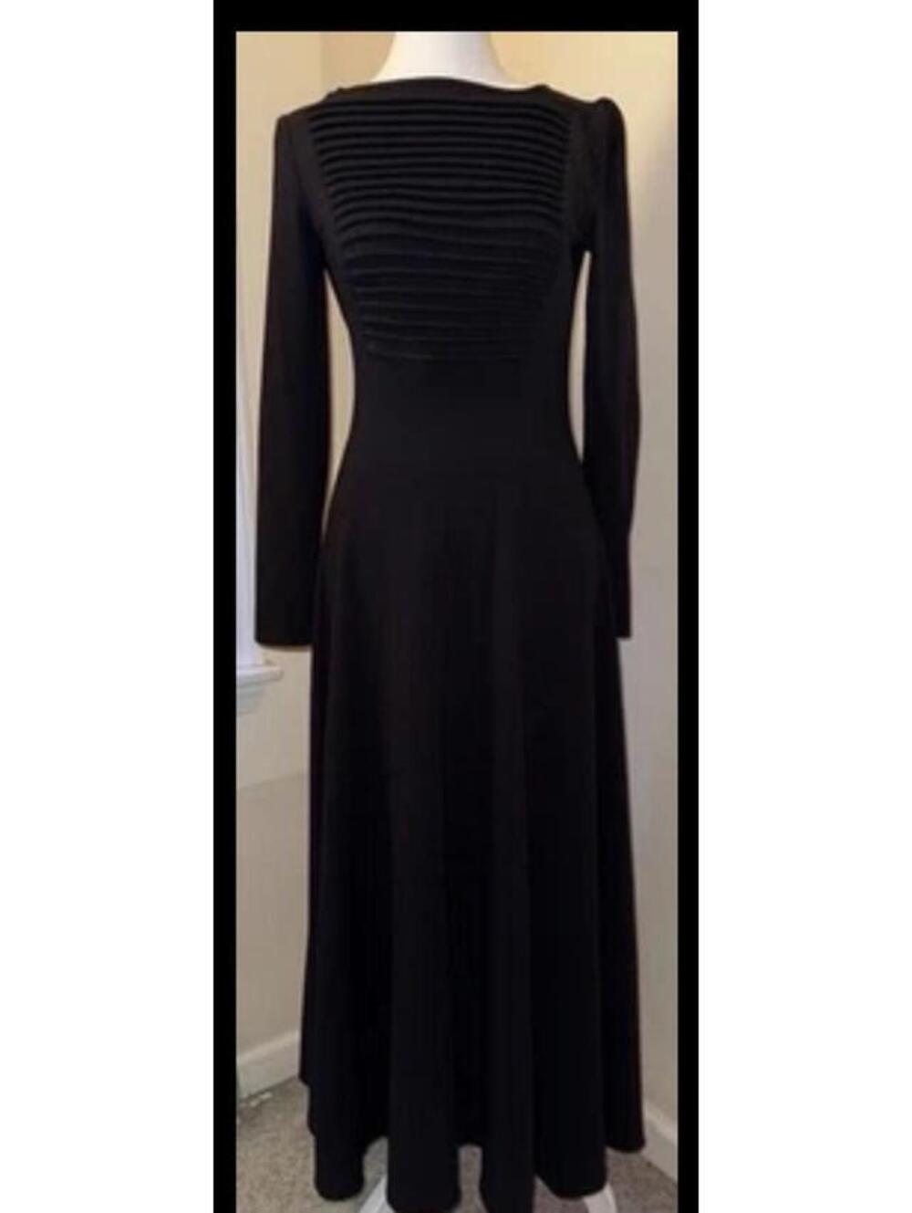 EMPORIO ARMANI women's midi black dress Size 4/40 Ribbed 3/4 Sleeves dark goth